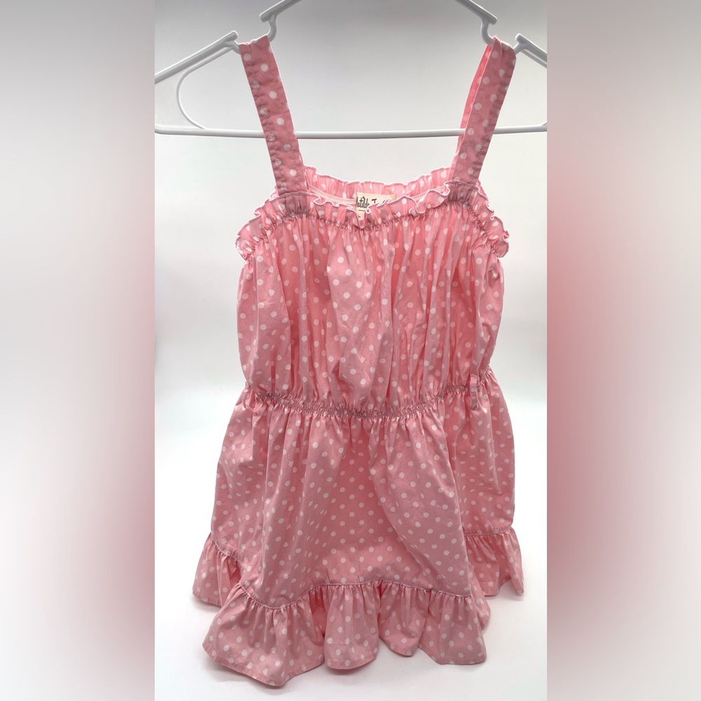 Matilda Jane Pink w white polka dots, belt loops, but no sash, worn once, SZ 14